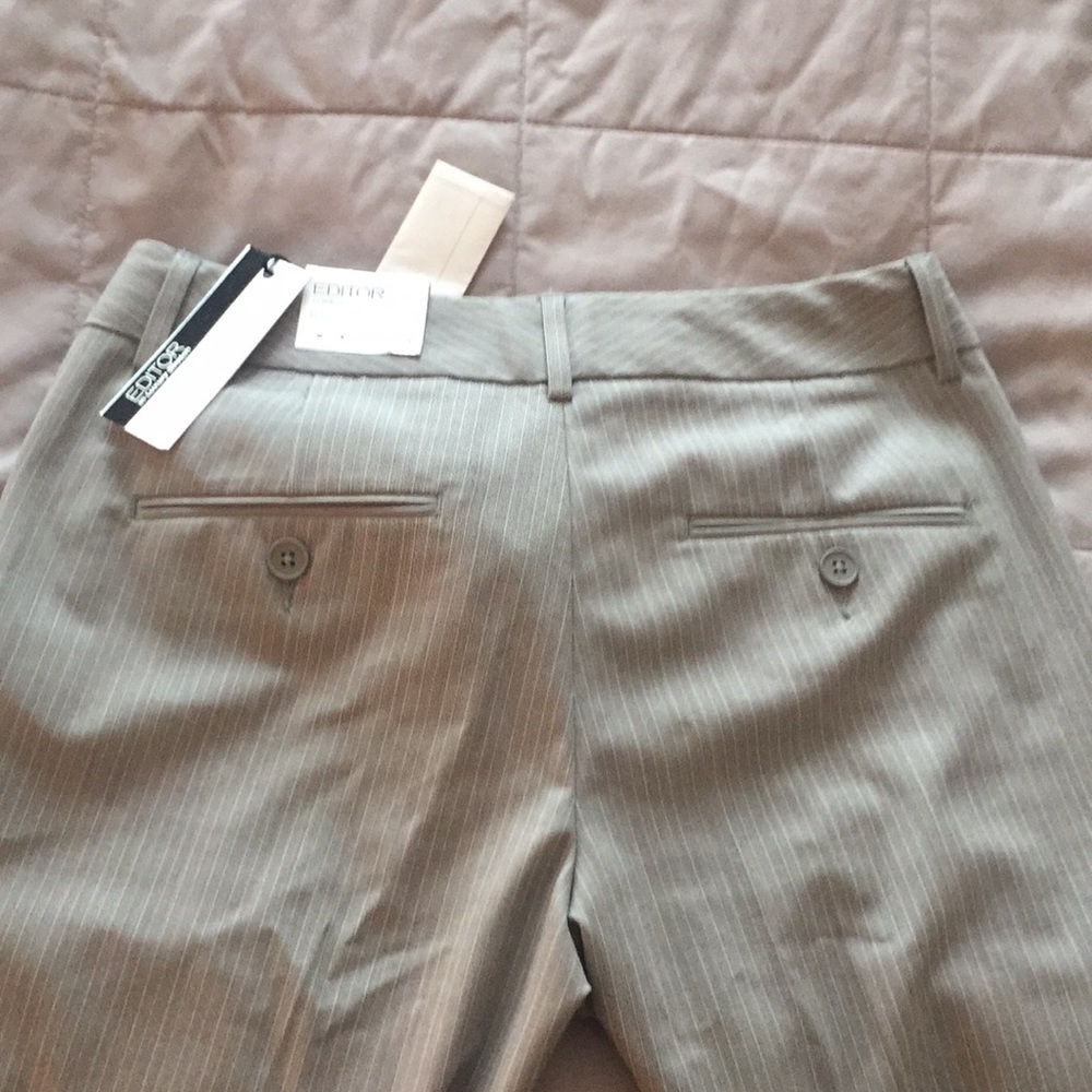 Express grey pinstriped Editor Pant.